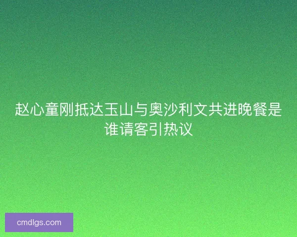 赵心童刚抵达玉山与奥沙利文共进晚餐是谁请客引热议